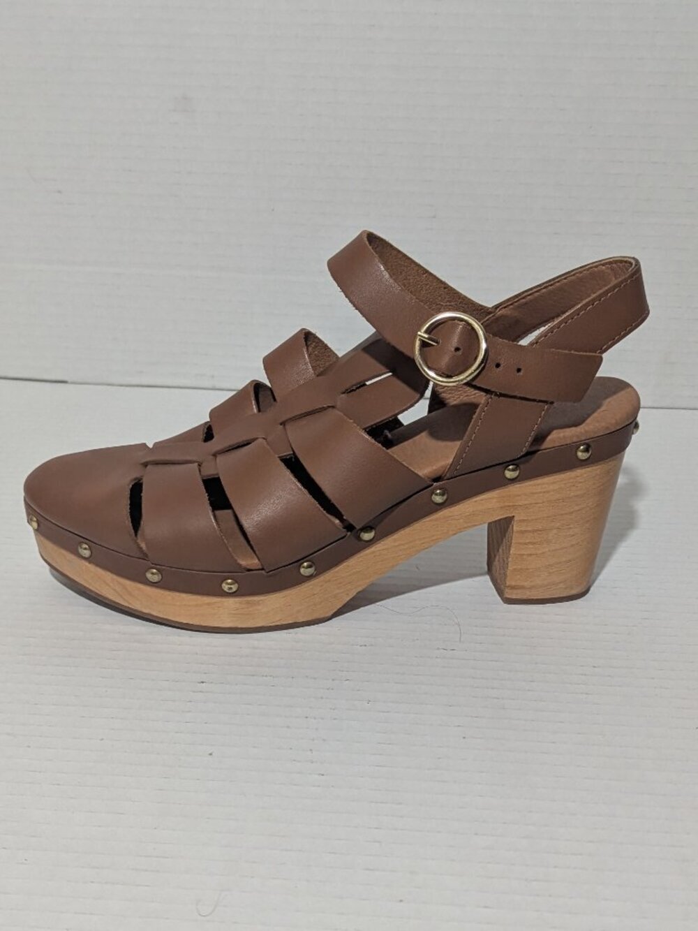 Anthropologie Pilcro Fisherman Clog Heels 8.5 Leather Retro Boho Shoes - Picture 2 of 11